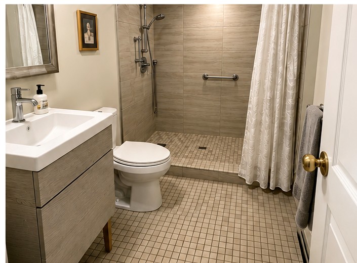 Bathroom renovation with walk-in shower